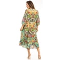 thumbnail image 2 of Sakkas Sole Women's Casual Boho Floral Print V neck Swing Long Sleeve Dress Midi - 580-Turq - L/XL, 2 of 5