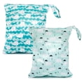 thumbnail image 1 of Pañal de tela para bebé, bolsas secas y húmedas, organizador de pañales reutilizable impermeable con dos bolsillos con cremallera, 1 of 8