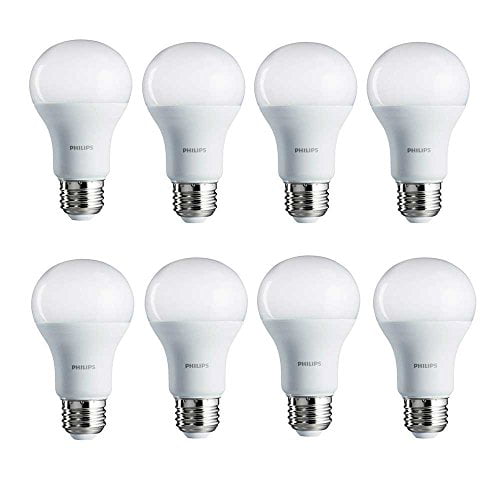 E26 Base 100-Watt Equivalent Renewed 8-Pack Soft White Philips 461961 LED Non-Dimmable A19 Frosted Light Bulb: 1500-Lumen 2700-Kelvin 14.5-Watt