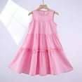 thumbnail image 2 of AUNVITO Girls Sleeveless Round Neck Princess Layer Cake Dress Summer Solid Color Casual Sweet Casual Wear, 2 of 3