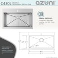 thumbnail image 3 of Azuni Topmount 31 1⁄4 Pouces Bol Simple en Acier Inoxydable Poste de Travail Évier de Cuisine avec 4 Accessoires C430L, 3 of 14