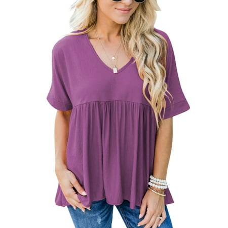 

Coutgo Women s T-shirt Casual Maternity Wear Ruffled Short-sleeved T-shirt