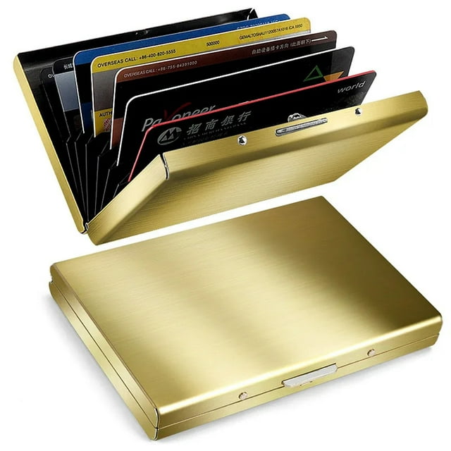 Supershield Stainless Steel RFID Blocking Card Holder & Wallet, Gold (10 Card Slots)