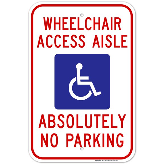 South Dakota Handicap Parking Sign, Wheelchair Access Absolutely No Parking Sign, 12x18 Aluminum