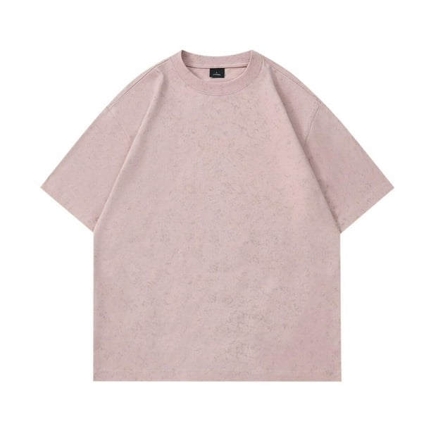 pstuiky Camisa de manga corta para hombre, Camisas casuales de manga corta con cuello redondo y diseño conciso de color liso para hombre camisas casuales para hombre xxxl