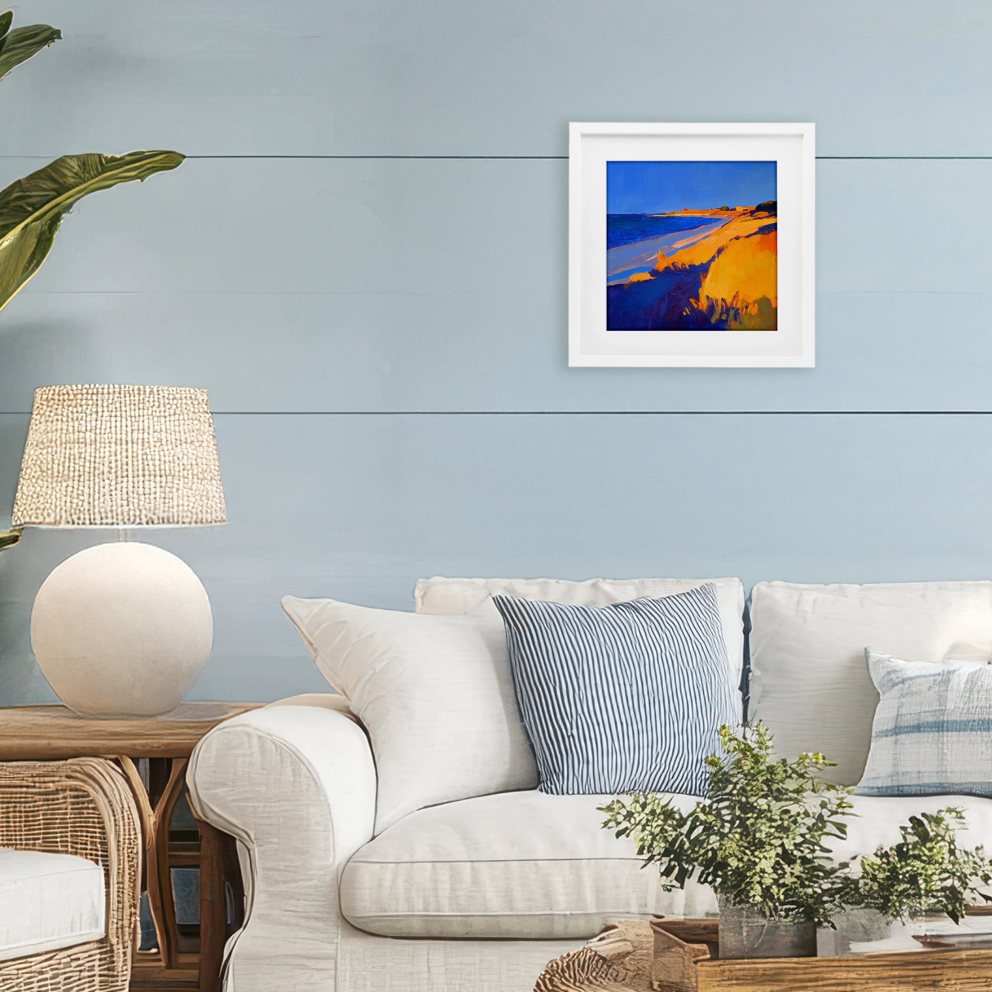 Stupell Industries Complimentary Coast Seascape White Framed Print Under Glass, design by Walker Noble