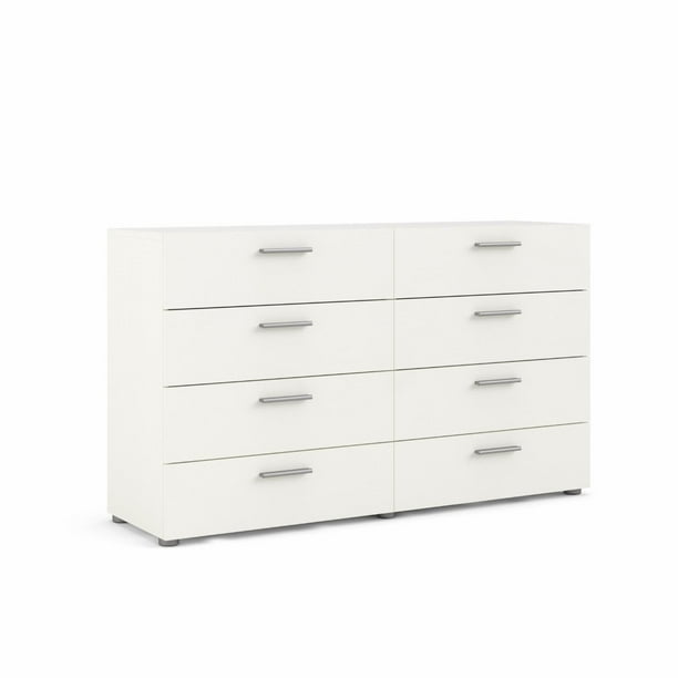 Tvilum Loft 8 Drawer Double Dresser, White Woodgrain