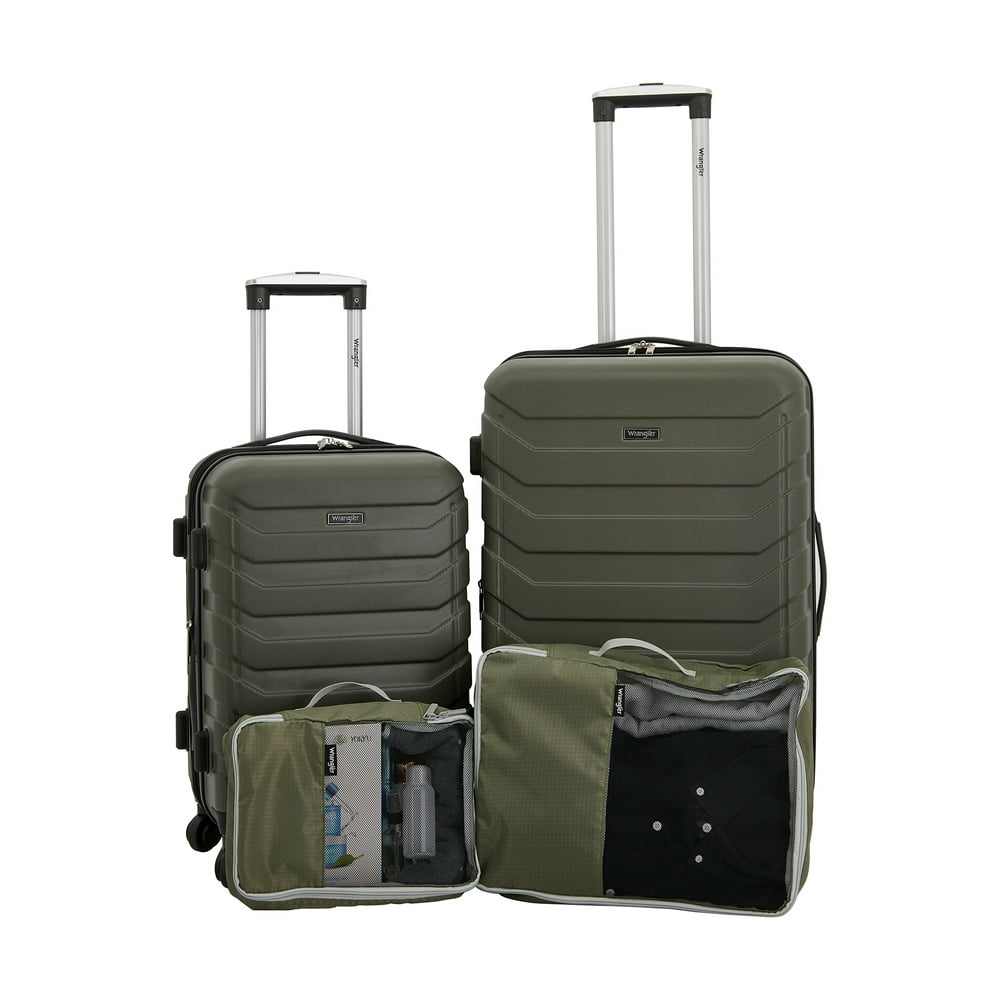 Wrangler Wrangler 4 Piece Rolling Hardside Luggage Set, Green