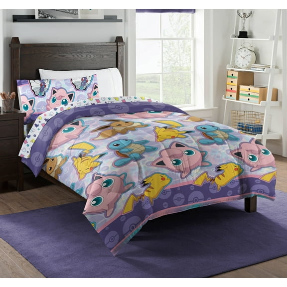 Pokemon Bed in a Bag Set, Full Size, Multicolor, 100% Polyester, 5-Piece Set