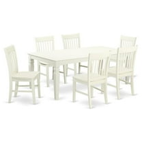 East West Furniture Logan 7-piece Wood Table and Dining Chair Set in Linen White