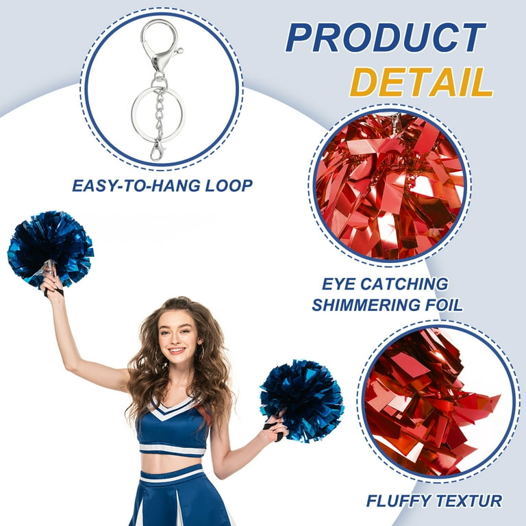 Uxcell 24 Pcs Cheer Pom Pom Keychain, Cheerleading Gift Charm