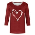 thumbnail image 4 of Goodtrade8 3/4 Sleeve Tops for Ladies Spring Pullover Valentine Casual Summer Plus Size Crew Neck Womens Shirts Gifts for Girlfriend, 4 of 5