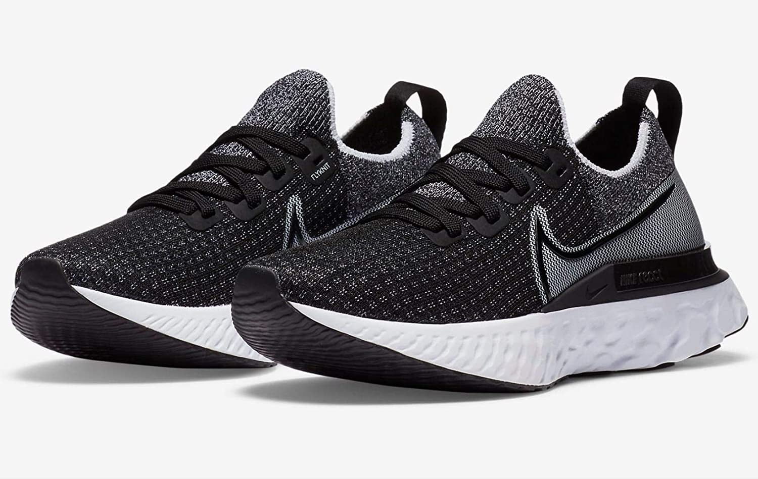 nike react infinity run flyknit black white