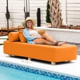 thumbnail image 3 of Jaxx Alvy Outdoor Sun Lounger – Luxurious Sunbed with Hevea Wood Feet, Sunbrella Tangerine, 3 of 6