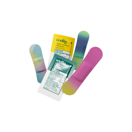 Welly First Aid Kit, Quick Fix Kit for On the Go, Colorwash Patterns, Assorted Bandages and Ointments, 24 Count