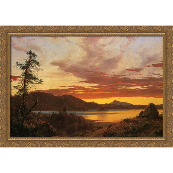 Sunset 40x28 Large Gold Ornate Wood Framed Canvas Art by Frederic Edwin Church
