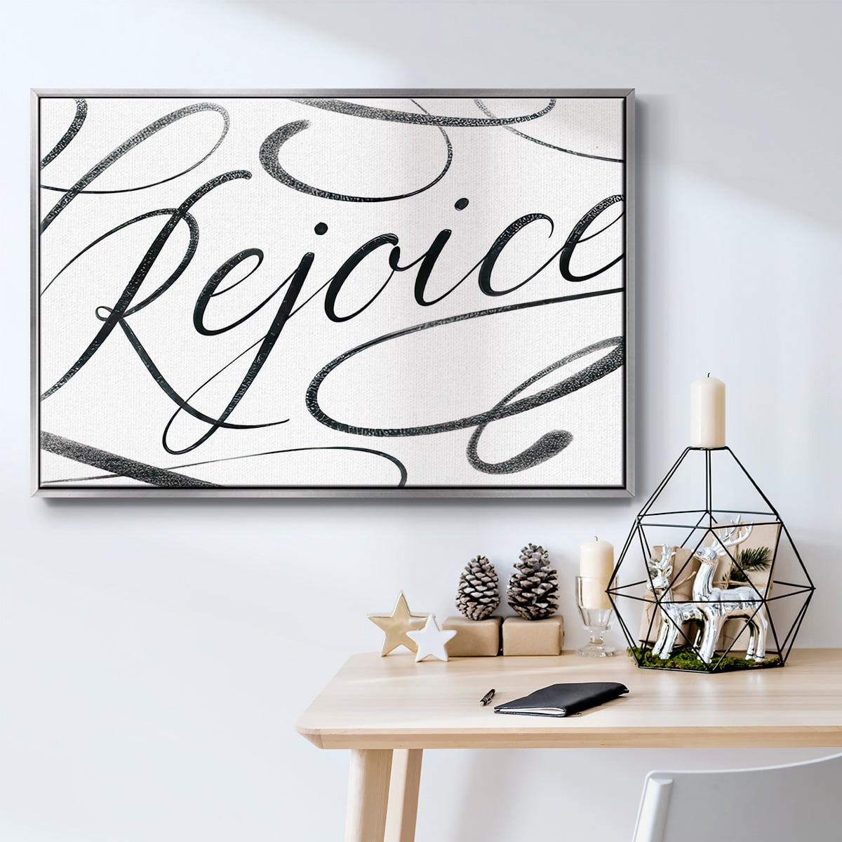 Rejoice - Framed Gallery Wrapped Holiday Canvas - 27 x 41 - Silver Frame