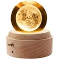 thumbnail image 1 of 3D Crystal Ball Music Box, Wooden Rotating Music Box, Music Box, 1 of 4