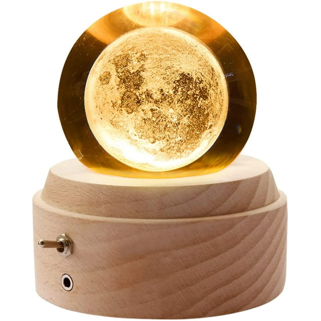 3D Crystal Ball Music Box, Wooden Rotating Music Box, Music Box