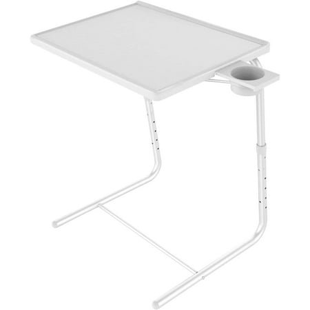 Table Ajustable pour Téléviseur - Table Pliante Multifonctionnelle avec 6 Hauteurs et 3 Angles d'Inclinaison - Idéale pour Lit et Canapé - Blanc (1 Pack)
