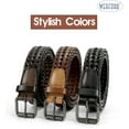 thumbnail image 2 of WERFORU Men’s Leather Braided Belt, Cowhide Leather Woven Belt for Jeans 1.3 Inch Wide with Prong Buckle, 2 of 6