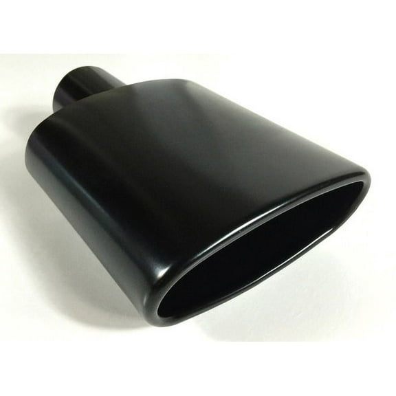 2.50" Inlet Exhaust Tip 6.0 X 2.25" Outlet 9.00" Long Rolled Oval Angle Gloss Black 304 Stainless Steel WOVAL6002509-250-GBK-SS Wesdon Exhaust Tip