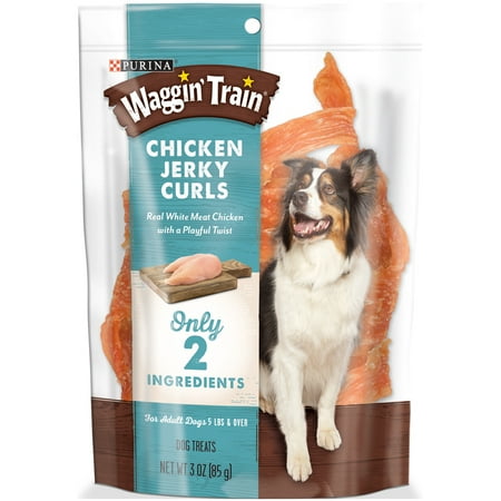 Dogs 8 Ounce Pouches - Purina Waggin' Train Chicken Jerky Curls Dog Treats - 3 oz. Pouch