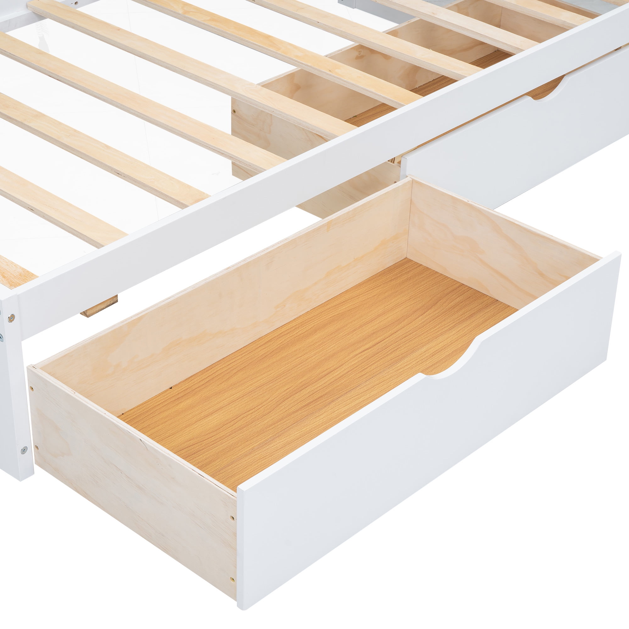 Euroco Modern Pine Wood Daybed with Drawers, Twin Bed with Storage Cabinet and Shelves, USB Charging Station for Kids Teens Bedroom, White