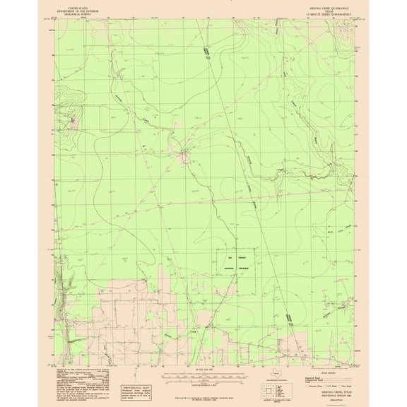 Topographical Map - Arizona Creek Texas Quad - USGS 1984 - Vintage Wall Art