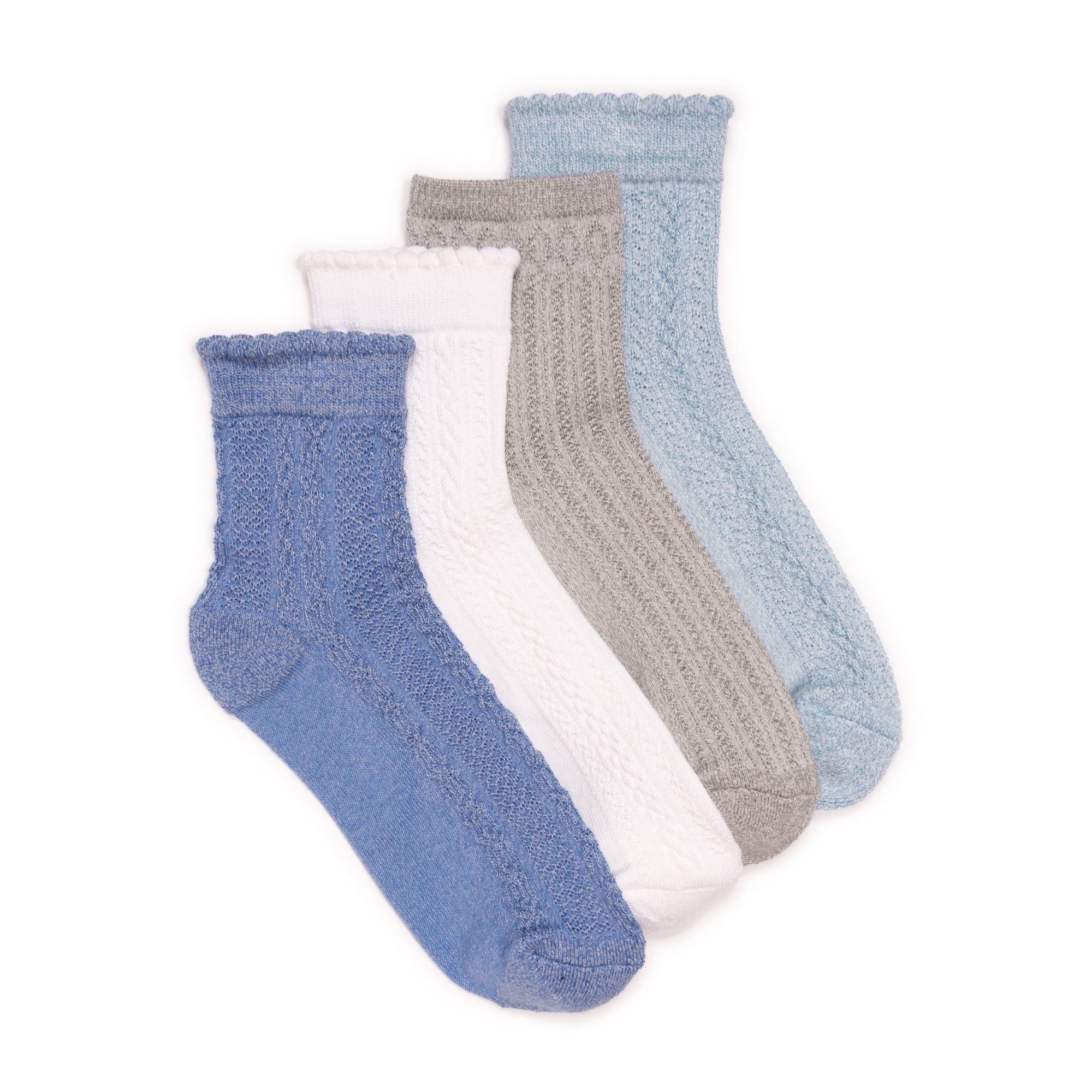 MUK LUKS Women's Dream Step Quarter Crew Socks, 4 Pair Pack