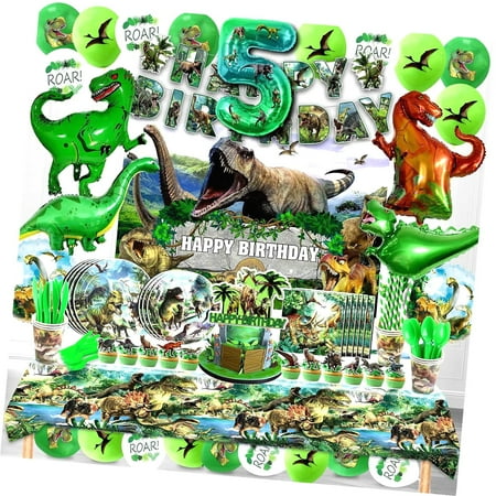 SKYSONIC Birthday Party Decorations, Complete 4-Year-Old Themed Party Set Including Banner, Tablecloth, Balloons, Cake Toppers, Plates, and Napkins