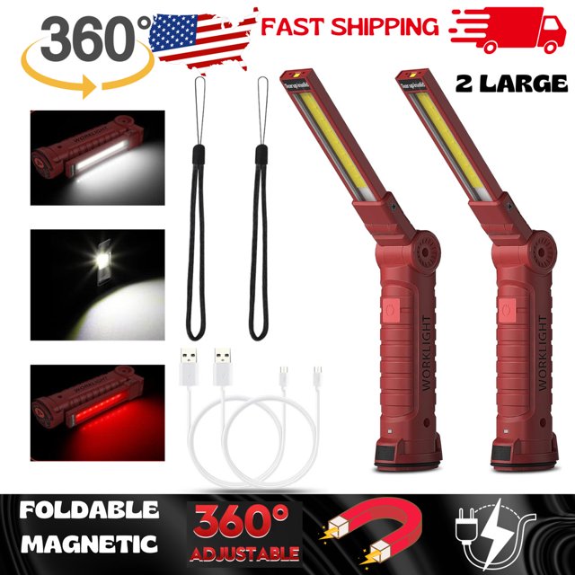 Lampe de Travail à DEL Rouge Rechargeable USB, Lampe Mécanique Flashlight, Base Magnétique