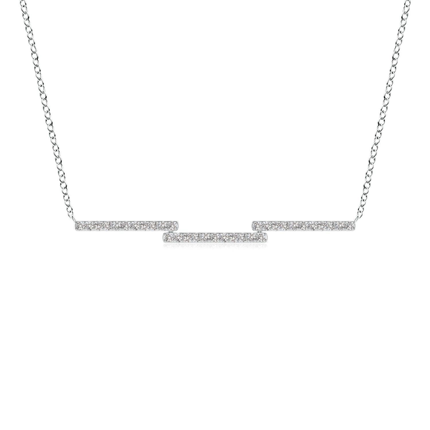 ANGARA Natural Diamond Step Bar Necklace in 14K White Gold for Women (Size-1.25mm| Color-I-J| Clarity-I1-I2) | April Birthstone, Anniversary, Jewelry Gift for Women | Natural Diamond Necklace