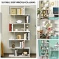 thumbnail image 6 of Topbuy 2 PCS 6-Tier S-Shaped Wooden Bookshelf Storage Bookcase Multifunctional  Display Stand Shelf White, 6 of 9