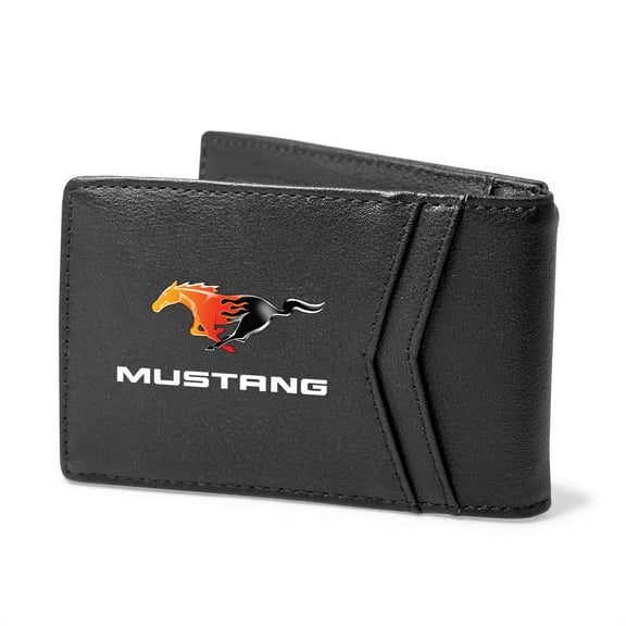 Ford Mustang Flame Pony Black PU Leather Slim RFID Resistant Bi-fold Men Wallet