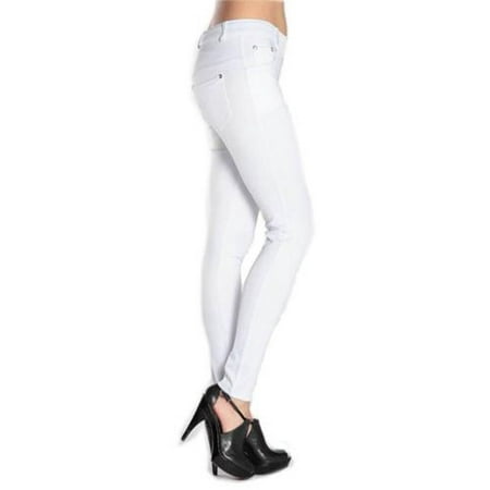 Herringbone Solid 5 Pocket Solid Fashion Jegging with Rhinestones - White - (Best Jeans For Small Bottoms)