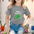 thumbnail image 2 of LUOGENLI T-Shirt pour Filles Enfants Filles Pâques Mignon Saint Pat Col Rond Manches Courtes Tee Été Décontracté T-Shirt Maxi Ensemble Boho Gris 3-4 Ans, 2 of 4
