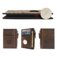 thumbnail image 4 of Men Cards Holder Compatible with Airtag RFID Blocking Zipper Wallet Brown, 4 of 7