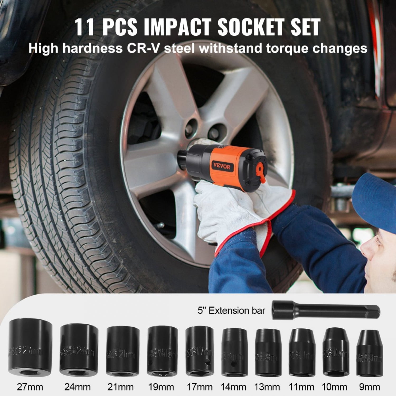 Air Impact Wrench 1/2 Square Drive 1400ft-lb Nut-busting Torque Twin Hammer 90-120PSI 4Position Regulator Lightweight Steel