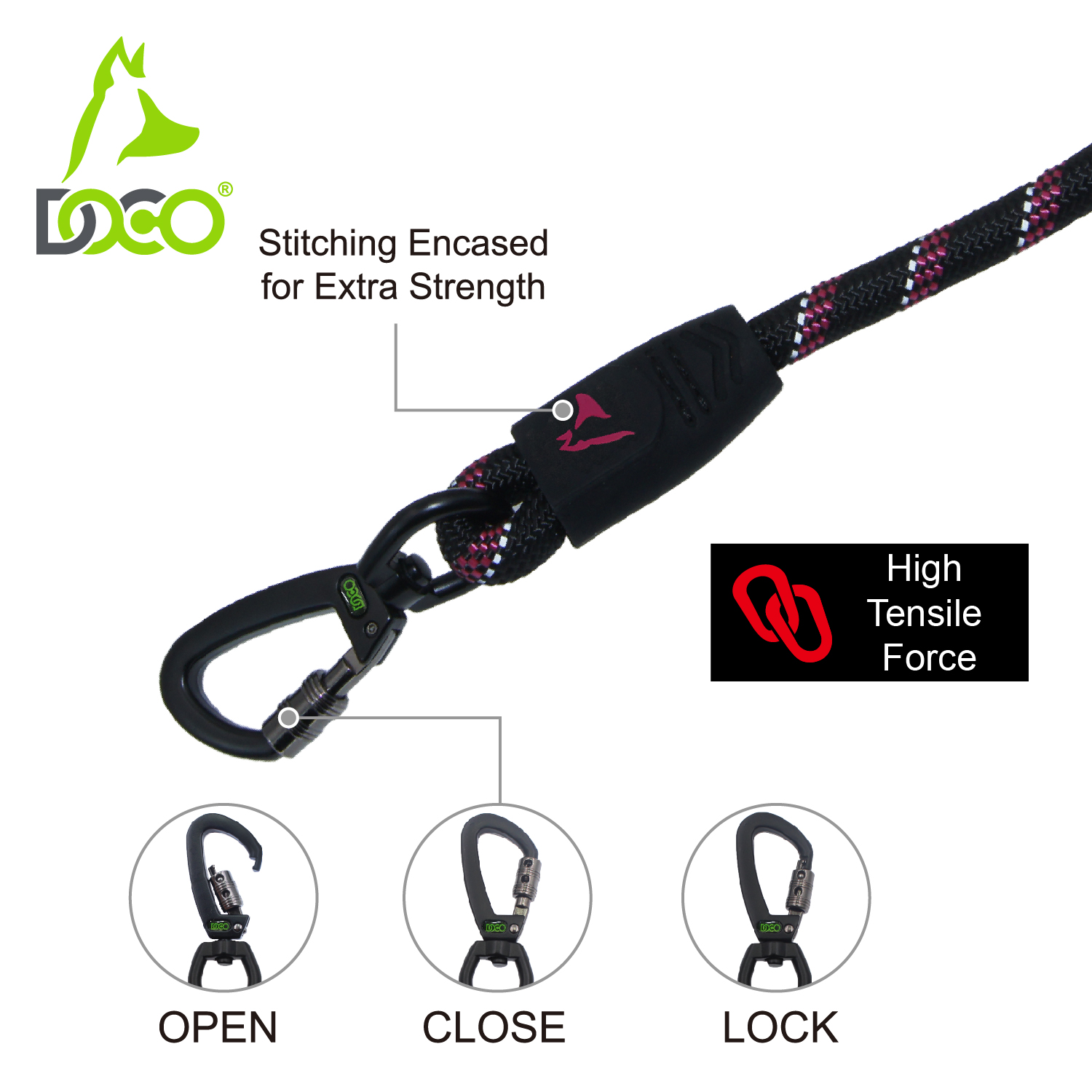 4ft/5ft Reflective Rope Dog Leash with Soft Rubber Handle - Perfect for Medium and Large Sized Dogs
