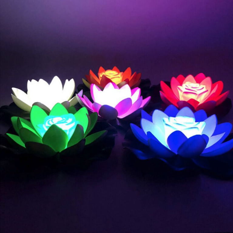 4 Pack Solar Floating Lotus Lights - Color Changing LED Pond Lights For Pool & Garden Decor