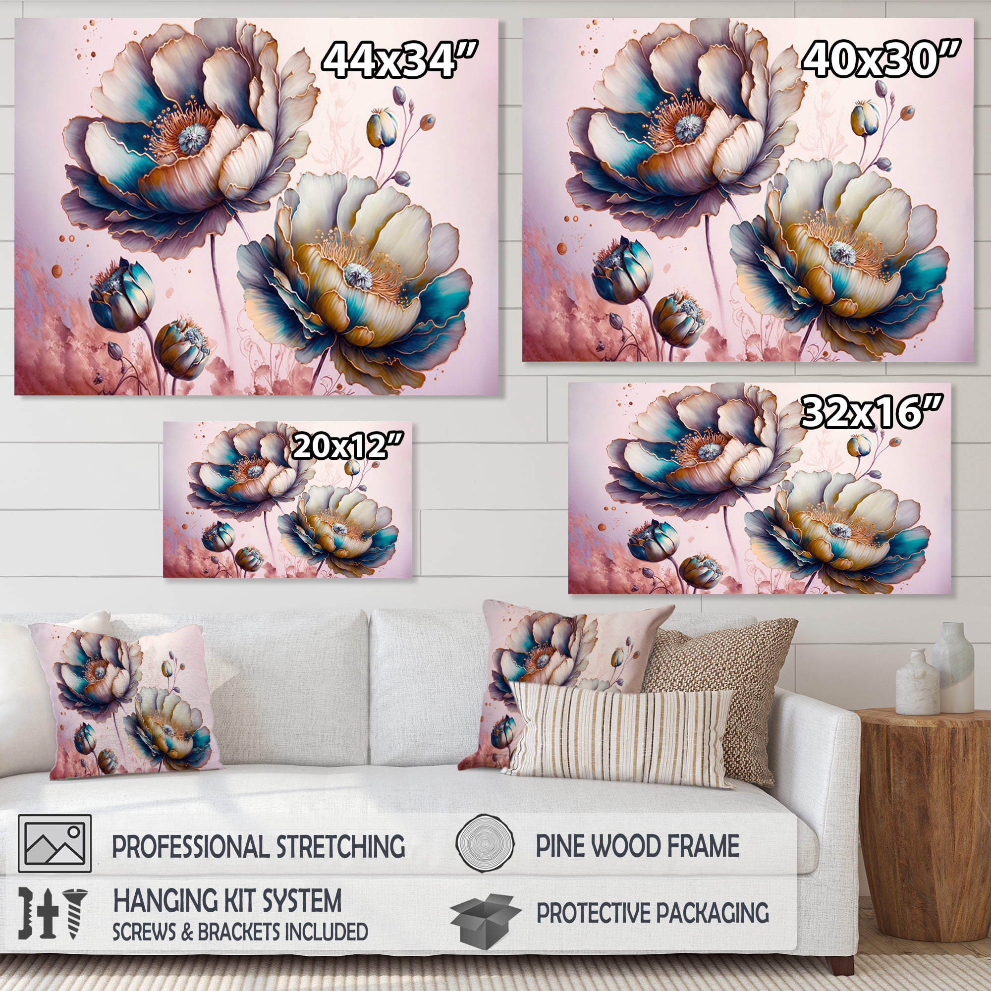 Designart Vibrant Green Poppy Flowers I Canvas Wall Art