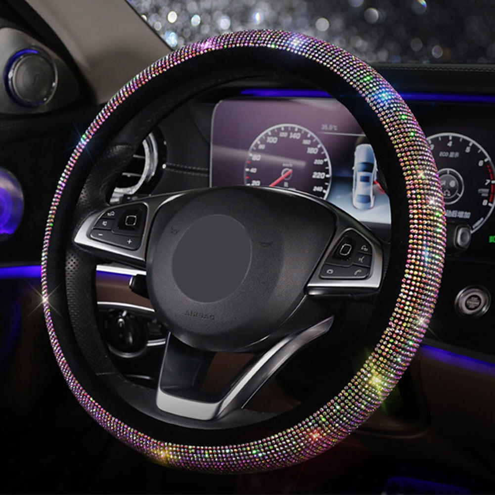 Hloma Rhinestones Car Steering Wheel Gear Shift Cover Pad Auto Interior Accessories