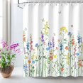 thumbnail image 3 of Floral Shower Curtain for Bathroom Flower Shower Curtain Watercolor Shower Curtain Colorful Butterfly Flowered Plant Wildflower Shower Curtain with Hooks, Machine Washable, 72''''Wx72''''H Spring, 3 of 6