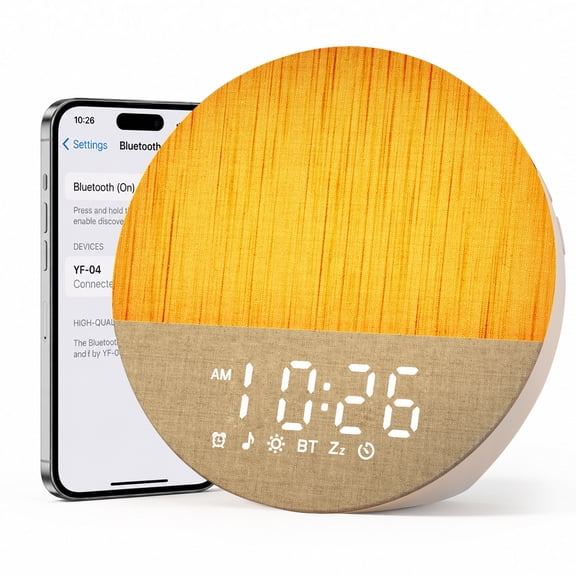 LEIKE Sunrise Alarm Clock with Sound Machine & Wake Up Light, Bluetooth Speaker, White Noise for Adult Sleep, 17 Night Lights, Gradual Sunrise Simulation