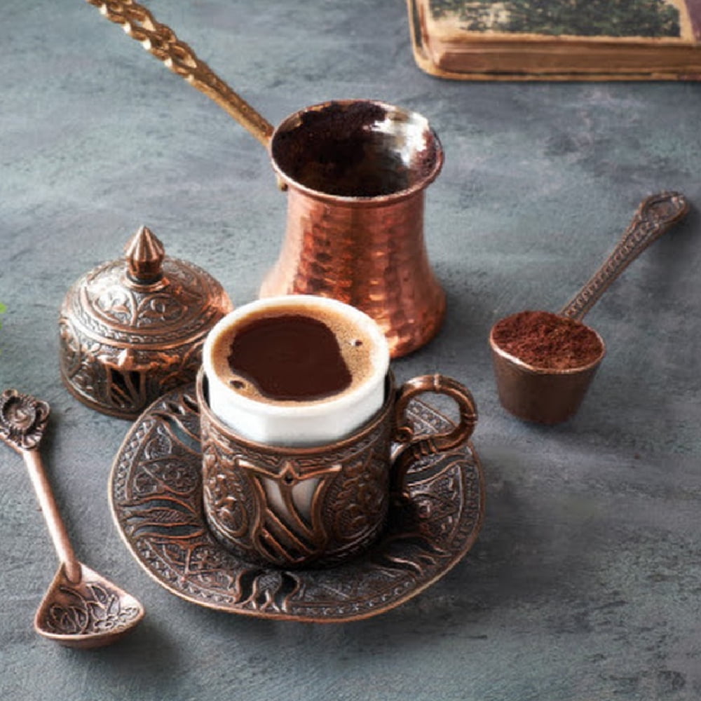 Hammered Copper Turkish Coffee Pot Arabic Stovetop Coffee Maker Greek Coffee Pot with Brass Handle 5 oz