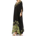 thumbnail image 3 of Sakkas Leonor Women's Boho Casual Long Maxi Caftan Dress Kaftan Cover-up LougeWear - 6-BlackGreen - One Size, 3 of 5