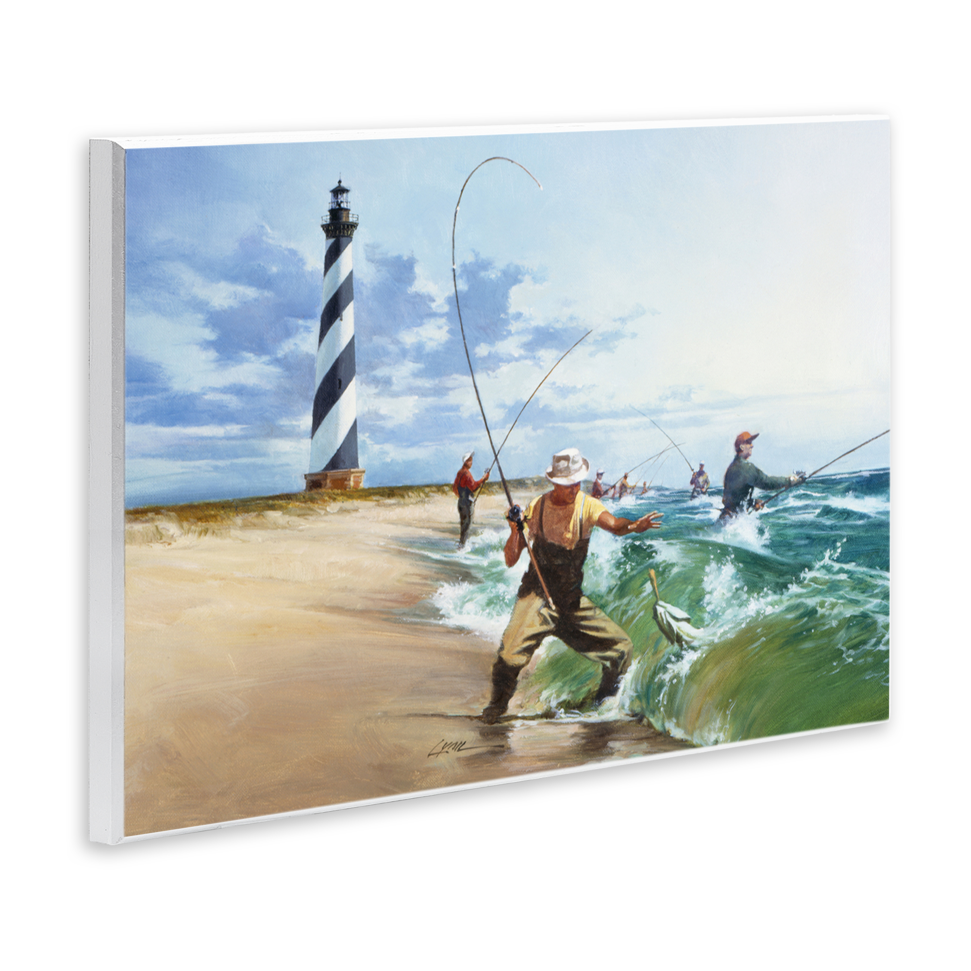 Cape Hatteras Fishermen Wall Plaque Art, design by Wind River Studios