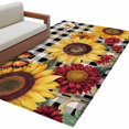 thumbnail image 2 of 3'x5' Area Rugs, Sunflower Black Check Indoor Outdoor Area Rug for Living Room Bedroom, Farmhouse Flowers Butterfly Washable Bathroom Rugs Kitchen Floor Carpet Mats Home Decor Aesthetic, 2 of 8