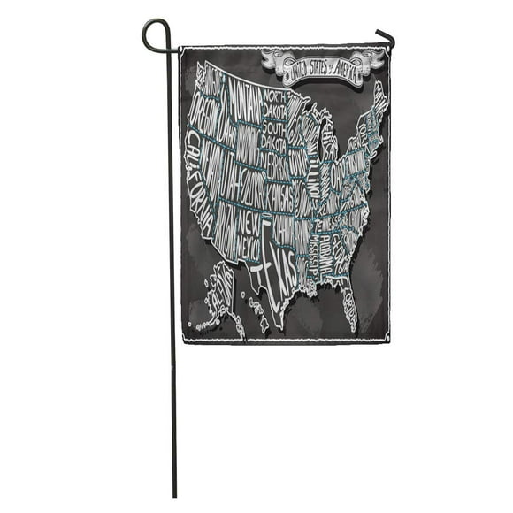 POGLIP USA United States America Vintage Chalk Map Old Blackboard Retro Texas California Florida Virginia Garden Flag Decorative Flag House Banner 12x18 inch